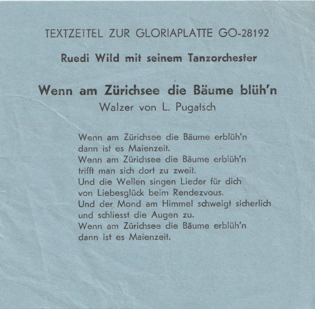 Wenn am Zürichsee Text